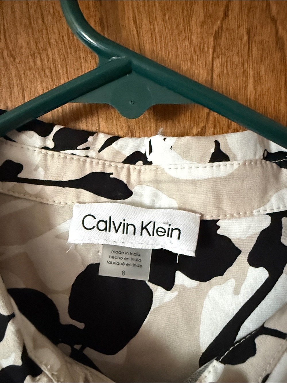 Calvin Klein Black & White Floral Midi Shirt Dress - Picture 2 of 7